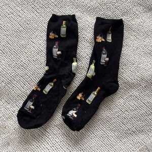 Black wine Patterned women’s Socks 7-9